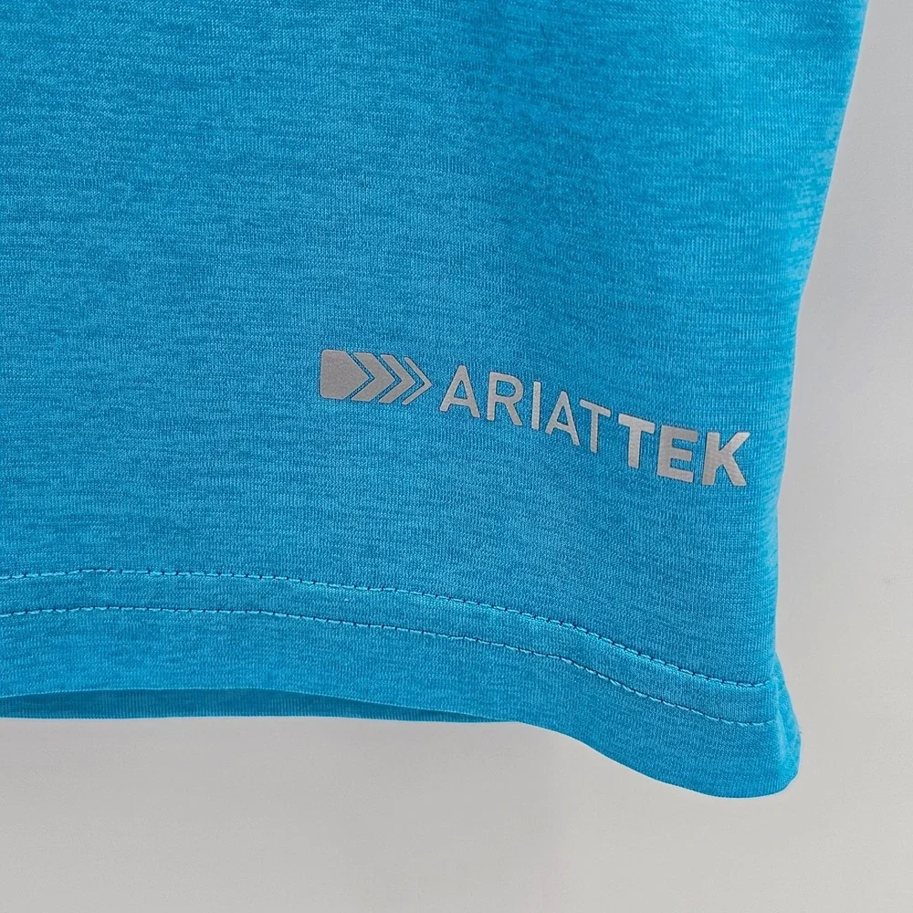 Ariat Polo Shirt Mens XL Blue Short Sleeve AriatTek Heat Series Performance Top